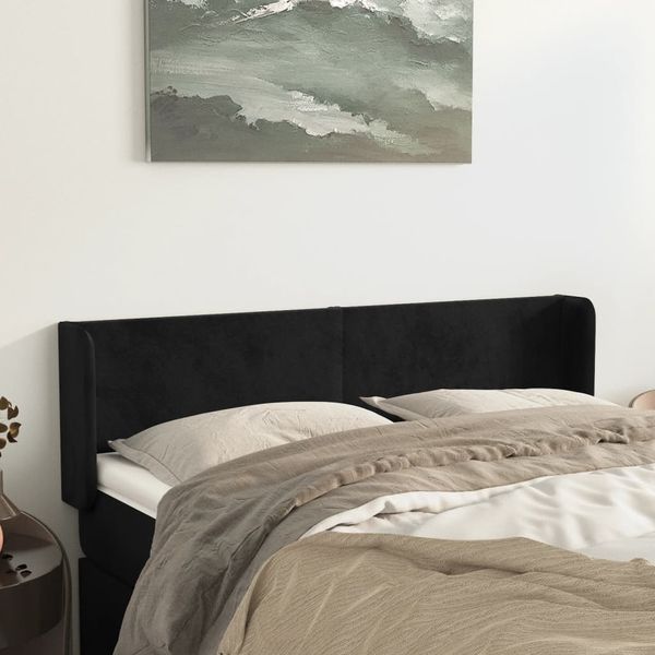vidaXL Čelo postele so záhybmi čierne 147x16x78/88 cm zamat