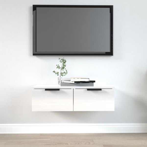vidaXL Nástenná skrinka lesklá biela 68x30x20 cm spracované drevo