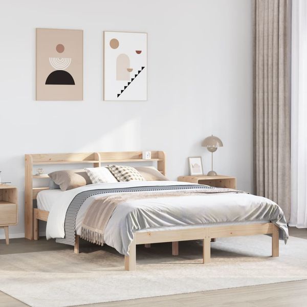 vidaXL Posteľný rám s čelom 150x200 cm borovicový masív
