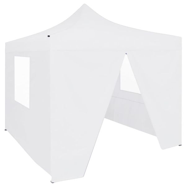 vidaXL Profesionálny skladací párty stan+4 steny 3x3 m, oceľ, biely