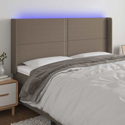 vidaXL Čelo postele s LED sivohnedé 183x16x118/128 cm látka