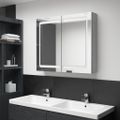 vidaXL LED kúpeľňová zrkadlová skrinka betónovosivá 80x12x68 cm
