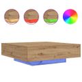 vidaXL Stolík pod TV s LED pásikmi Dub artisan 100 x 100 x 31 cm
