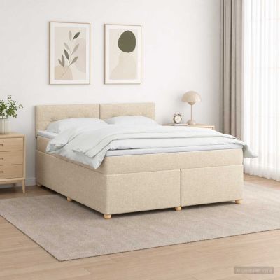 vidaXL Posteľ boxspring s matracom Krémová 140 x 200 cm Látka