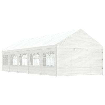 vidaXL Altánok so strechou, biely 11,15x4,08x3,22 m, polyetylén
