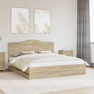 vidaXL Rám postele Sonoma dub 200 x 200 cm Inžinierske drevo