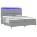 vidaXL LED box s pružinami Svetlosivá 200 x 200 cm látka