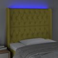vidaXL Čelo postele s LED zelené 103x16x118/128 cm látka