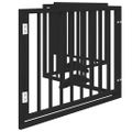 vidaXL Brána pre psa dvere sklad. 4 panely čierna 320cm topoľové drevo