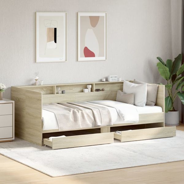 vidaXL Váľanda so zásuvkami bez matraca dub sonoma 75x190 cm