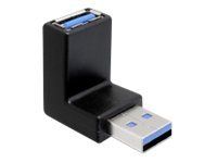 USB adaptér - USB typ A (samec) do USB typ A (samica) - USB 3.0 - konektor 270° - čierna