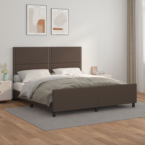 vidaXL Posteľný rám s čelom hnedý 180x200 cm umelá koža