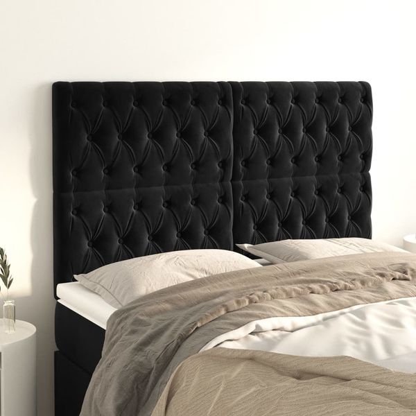 vidaXL Čelo postele čierne 144x7x118/128 cm zamatové