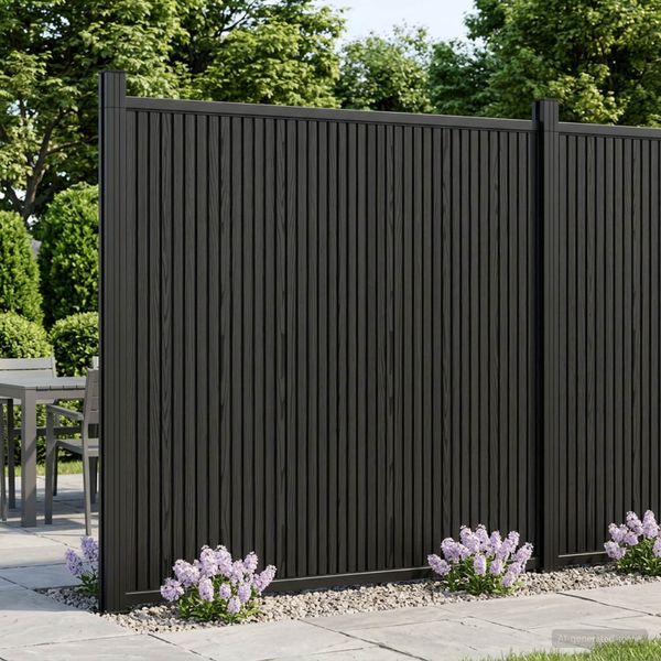 vidaXL Diel plotu 2 ks 355 x 186,5 cm WPC a hliník Čierna