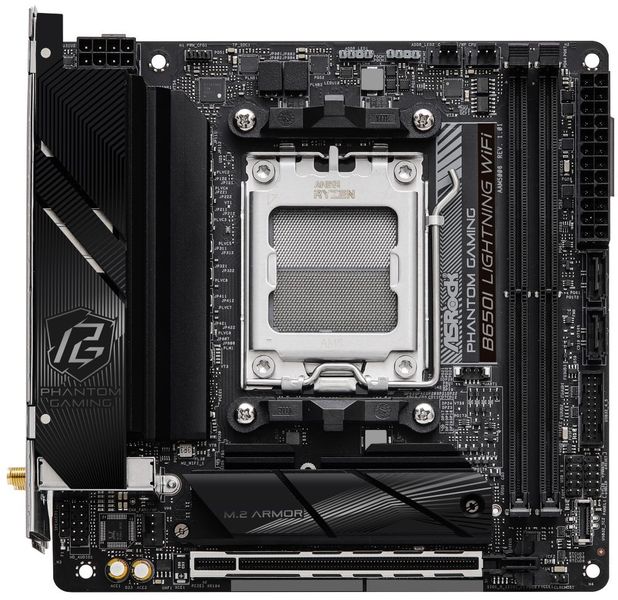 ASRock B650I Lightning WiFi / AMD B650 / AM5 / 2x DDR5 DIMM / 2x M.2 / HDMI / USB-C / WiFi / Mini-ITX Základná doska, AMD B650, AM5, 2× DDR5 DIMM (max. 96GB), 2× M.2, HDMI, USB-C, Wi-Fi, Mini-ITX