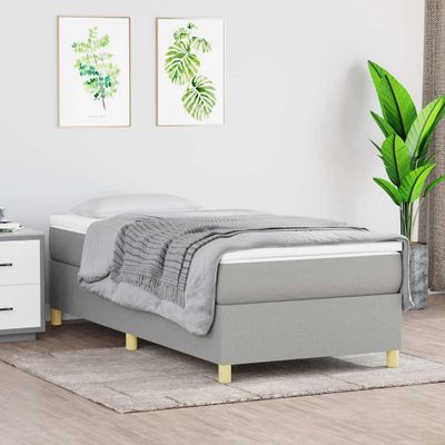 vidaXL Posteľný rám s boxspringom bledosivý 90x190 cm látka