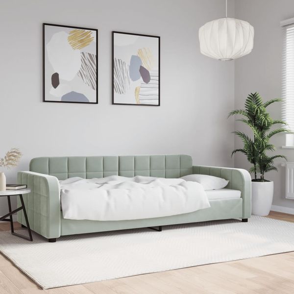 vidaXL Denná posteľ bledosivá 90x200 cm zamat