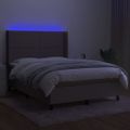 vidaXL Posteľ boxsping s matracom a LED sivohnedá 140x190 cm látka