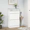 vidaXL Botník lesklý biely 63x24x104 cm spracované drevo