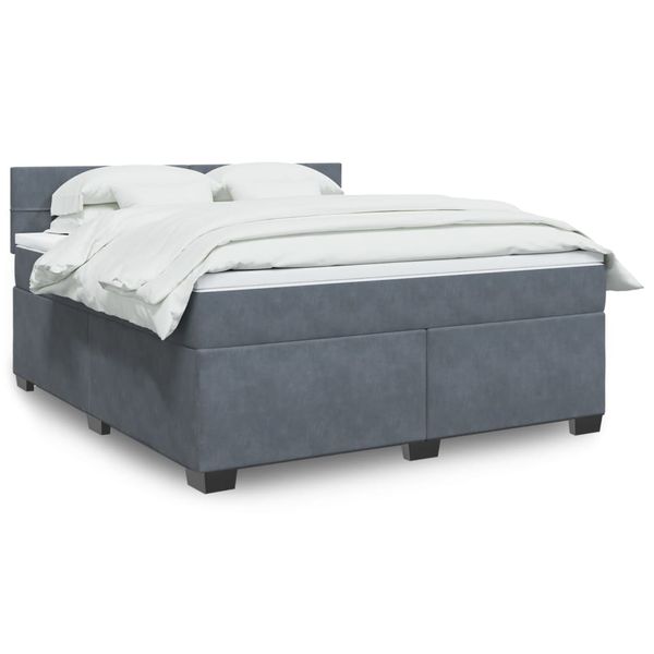 vidaXL Posteľný rám boxspring s matracom tmavosivý 180x200 cm zamat