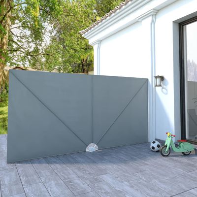vidaXL Skladacia bočná markíza na terasu, sivá 400x200 cm