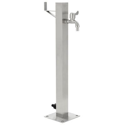 vidaXL Záhradný stĺpik na vodu, nehrdzavejúca oceľ, štvorcový 65 cm