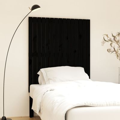 vidaXL Nástenné čelo postele čierne 95,5x3x110 cm masívna borovica