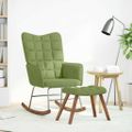 Hojdacie kreslo vidaXL so stoličkou Light Green Velvet