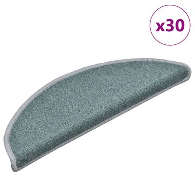 vidaXL Schodové rohože 30 ks 56x17x3 cm morsko modré polkruhové