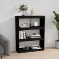 vidaXL Knižnica/deliaca stena čierna 80x30x103,5 cm masívna borovica