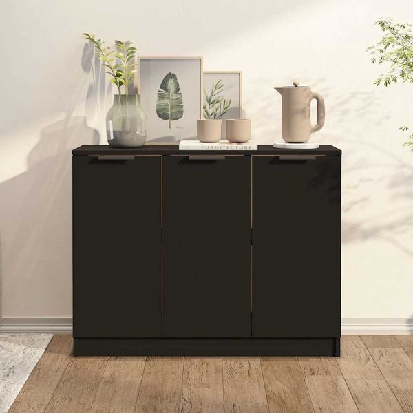 vidaXL Komoda čierna 90,5x30x70 cm spracované drevo