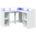 vidaXL Stôl s LED svetlami biely 130x130x91 cm kompozitné drevo
