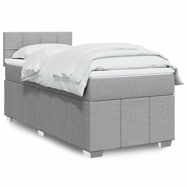 vidaXL Posteľný rám boxsping s matracom bledosivý 90x190 cm látka