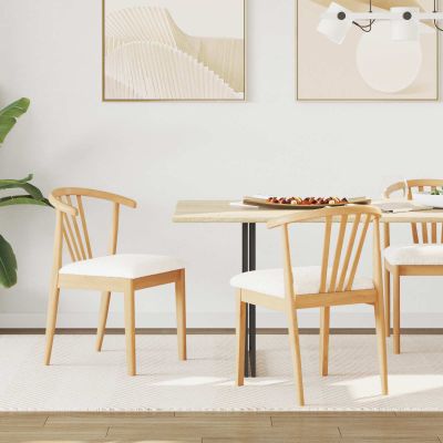 vidaXL Jedálenská stolička 2 pcs Prírodná a biela Masívny gumovník