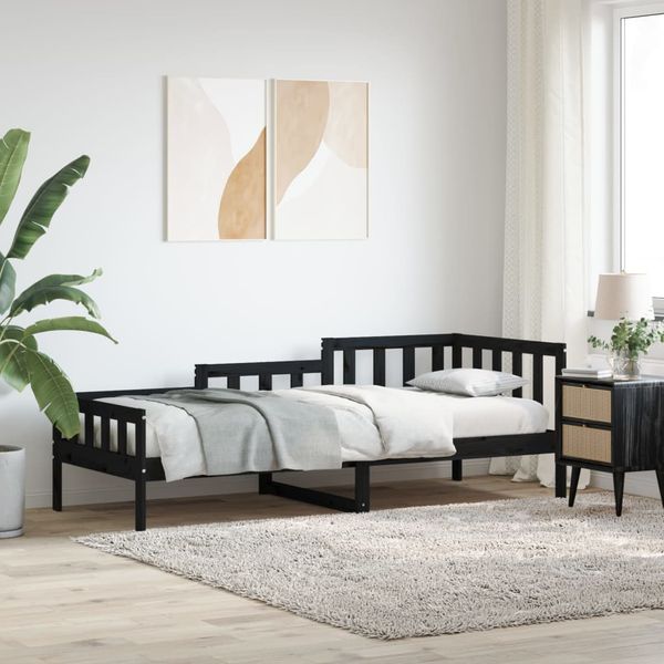 vidaXL Denná posteľ čierna 90x190 cm borovicový masív