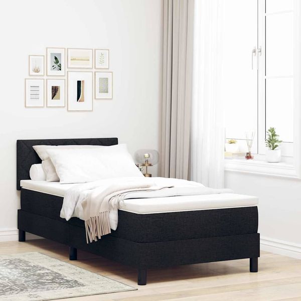 vidaXL Posteľ s pružinovým rámom Čierny 90 x 200 cm látka