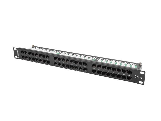 LANBERG PATCH PANEL 48 PORTOV 1U 19'' CAT.6 UTP ČIERNY