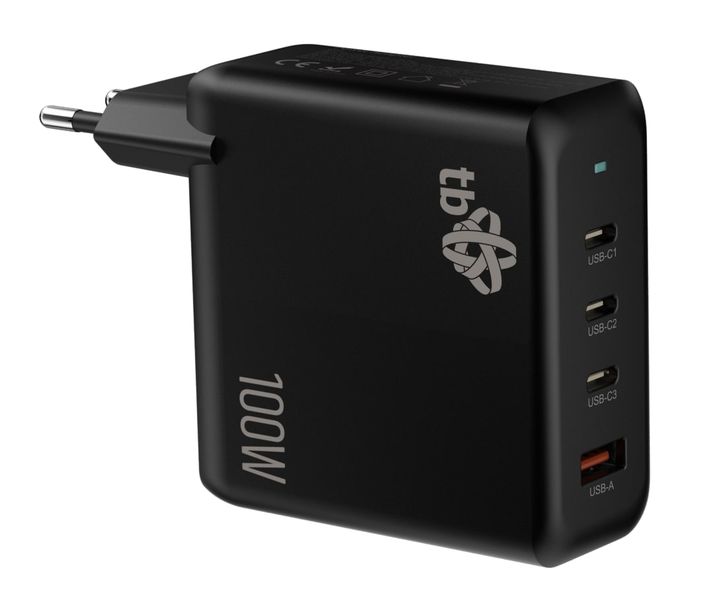 TB 3x USB-C + 1x USB-A nabíjačka, GaN, 100W, čierna