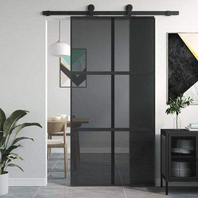 vidaXL Posuvné dvere čierne 102,5x205 cm tvrdené sklo a hliník