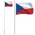vidaXL Česká vlajka a tyč 6,08 m hliník