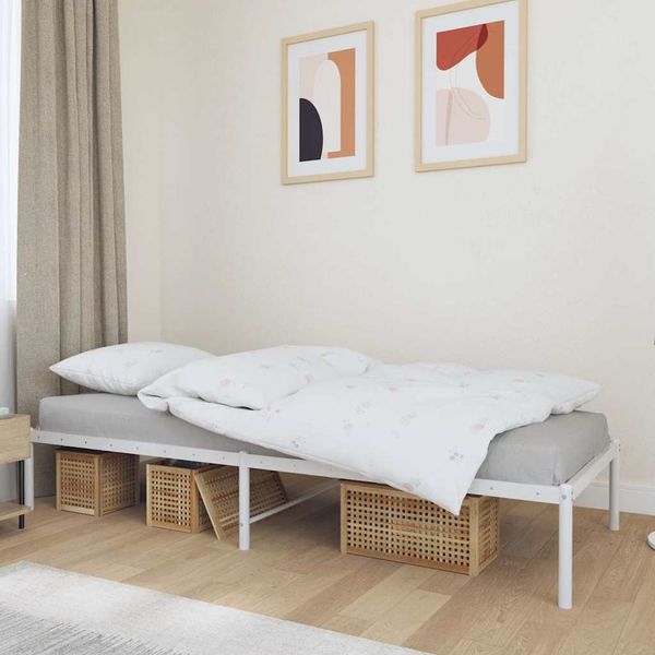 vidaXL Kovový posteľný rám biely 75x190 cm