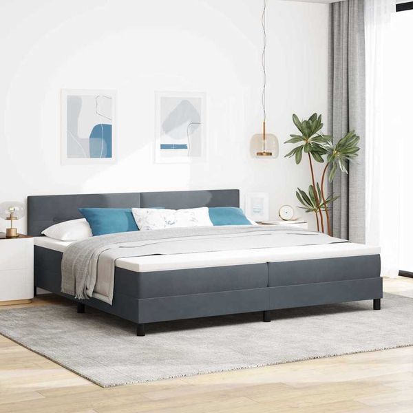 vidaXL LED box s pružinami s LED pásikmi Tmavo šedá 200 x 200 cm Zamat