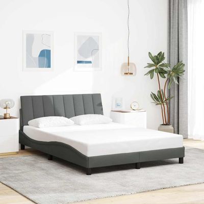vidaXL Rám postele bez matraca Hanko tmavosivá 140x200 cm látka