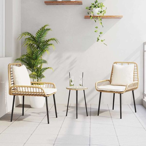 vidaXL Záhradný jedálenský set 3 pcs Hnedá a smotanová polyratan
