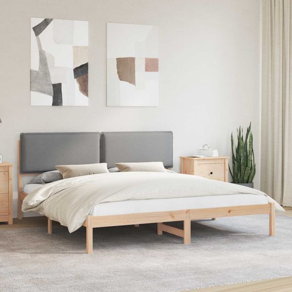 vidaXL Rám postele s čalúneným čelom Svetlosivá 200 x 200 cm