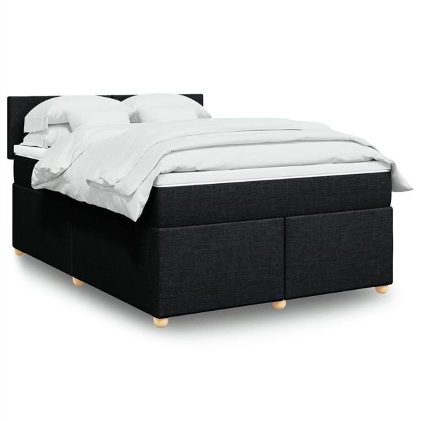 vidaXL Posteľný rám boxspring s matracom čierny 160x200 cm látka