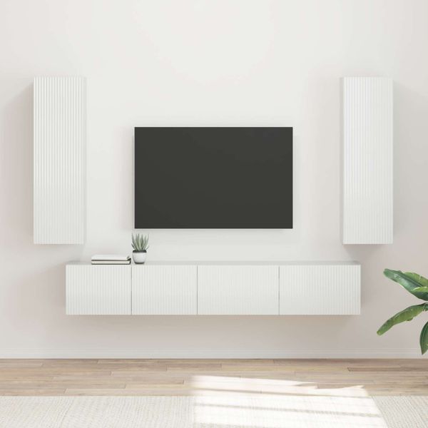 vidaXL Zostava TV skriniek 3 pcs Vysoký lesk bielej Kompozitné drevo