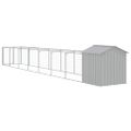 vidaXL Búda pre psa so strechou bledosivá 117x813x123 cm pozin. oceľ
