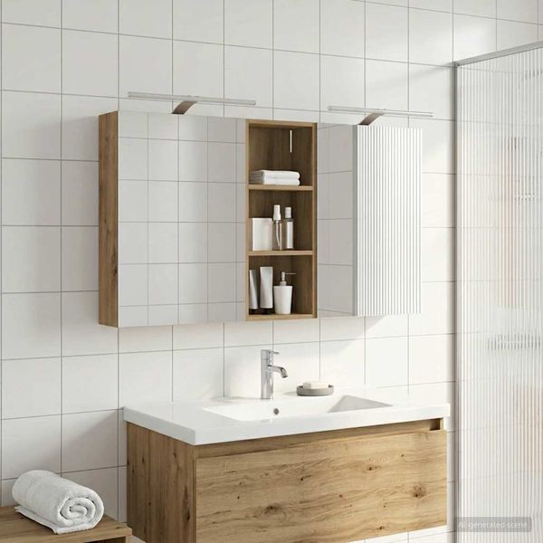 vidaXL Set kabinetov do kúpeľne s poličkou 3 pcs 130 x 14,5 x 70 cm