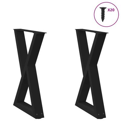vidaXL Nohy k jedálenskému stolu 2 ks čierne 50 x (72-73,3) cm oceľové